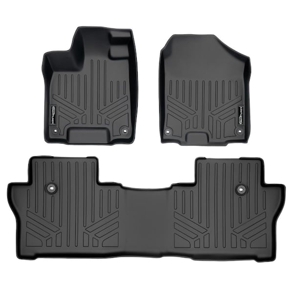 Smartliner SA0422-B0422 Custom Fit 2 Row Floor Mats Liner Set for 2019-2022 Honda Passport, Black SA0422/B0422 - main